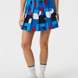 J.Lindeberg Blue Black Mini Skater Skirt
